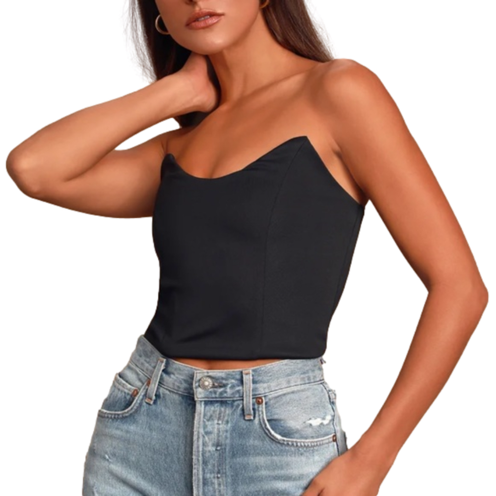 LULUS Large Milou strapless black crop top NWT